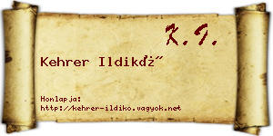 Kehrer Ildikó névjegykártya
