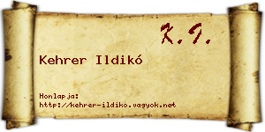 Kehrer Ildikó névjegykártya